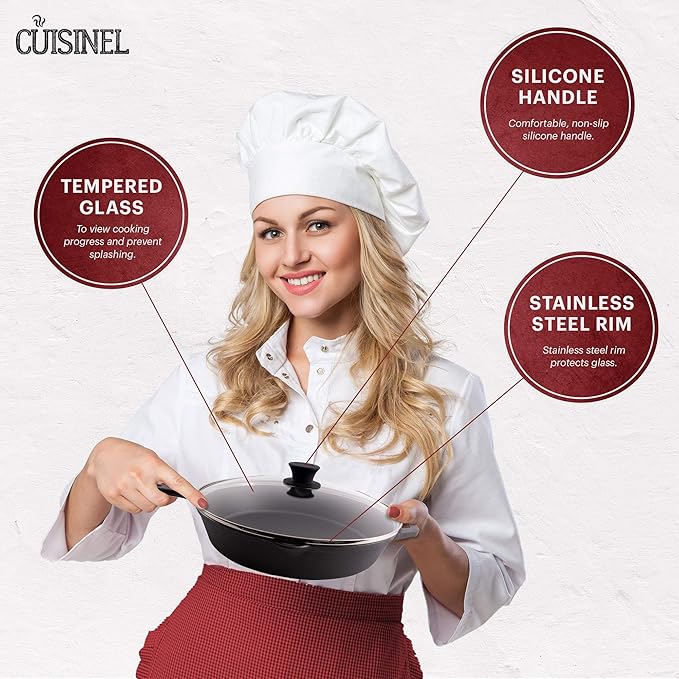 Glass Lid - 12"-inch/30.48-cm/308mm - Compatible with Lodge - Fully Assembled Tempered Replacement Cover - Oven Safe for Skillet Pots Pans: Universal for all Cookware: Cast Iron, Stainless, Non-Stick