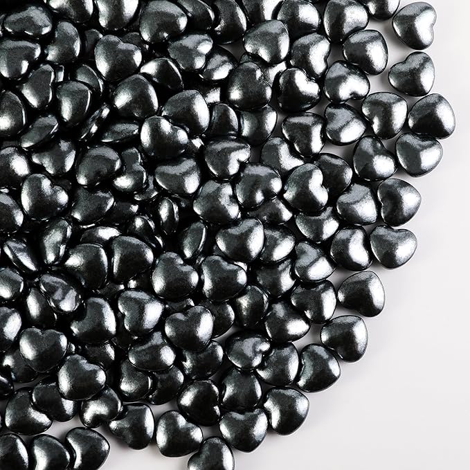Kasvan Black Heart Shapes Sprinkles - Edible Candy Pearls 130g/4.58 Oz, Mix Size, Baking Cake Decorations, Ice Cream Toppings and Cookie Decorating, Wedding Party Chirstmas Supplies (Black)