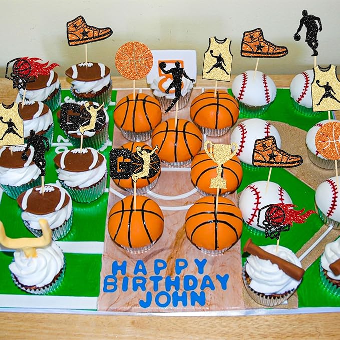 24 Pack Basketball Cupcake Toppers Basketball Player Apparel Cupcake Picks Baby Shower Players Sports Theme Birthday Party Cake Decorations Supplies