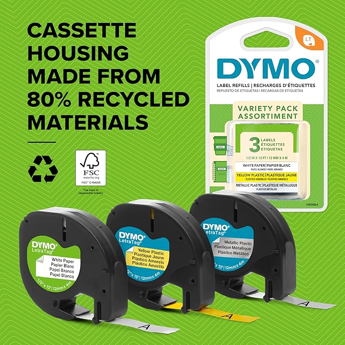 DYMO LetraTag 200B Bluetooth Label Maker | Compact Label Printer | Connects Through Bluetooth Wireless Technology to iOS and Android | Includes 1 White Paper Label Tape | Pistachio Yellow