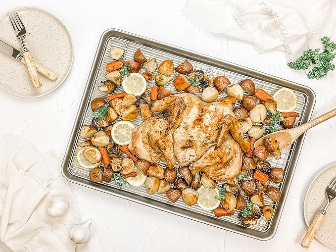 USA Pan Jelly Roll Baking Pan and Bakeable Cooling Rack, Nonstick Commercial Quality