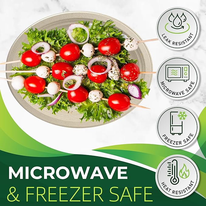 100PCS 100% Compostable Original Oval Paper Plates(12in), Heavy Duty Disposable Plates, Eco-Friendly Dinner Plates, Biodegradable Salad, Meal, Dessert Plates, Perfect for Parties, Picnic, BBQ