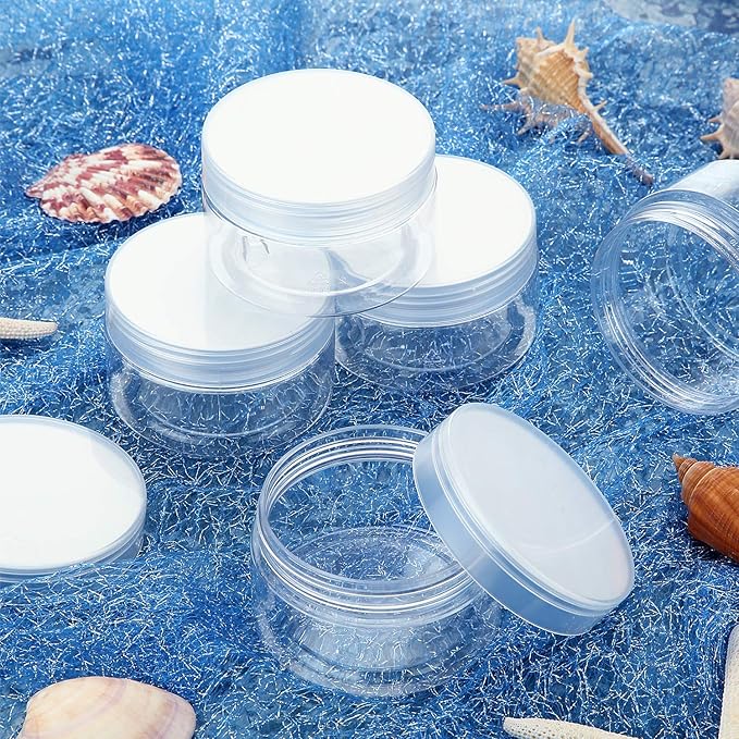 SATINIOR 6 Pack 4 oz Plastic Jars Containers with Lids Wide-mouth Refillable Leakproof Reusable Round Empty Jars for Travel Cosmetic Dry Food Spice Candy Cookie Home Kitchen Organizing (Clear)