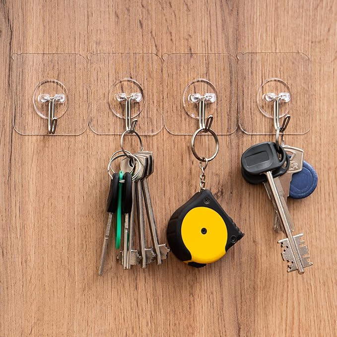 GLUIT Adhesive Wall Hooks for Hanging Heavy Duty 22 lbs Hooks for Walls No Damage, Towel Sticky Clear Hooks, Waterproof, Home, Bathroom, Kitchen, Office, and Outdoor, 40 Pack