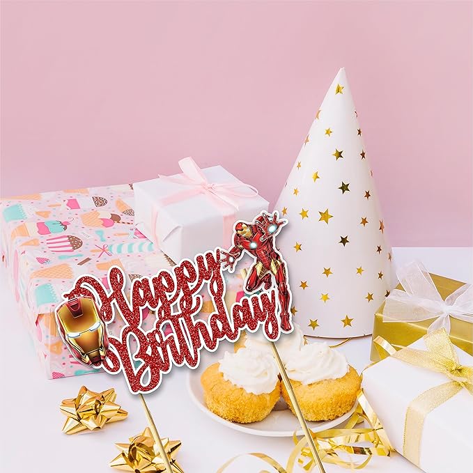 Irn man Happy Birthday Cake Topper - Birthday Decorations.