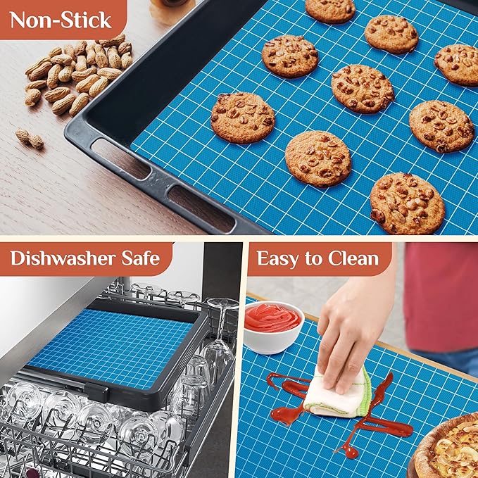 Silicone Baking Mat, 12 IN x 6 FT Free Cutting Baking Sheet, Non-Stick Reusable Dough & Pastry Mat, Non-Slip Silicone Mat Roll for Air Fryer Liner, Freeze Dryer, Oven Baking Pan, Kitchen Counter
