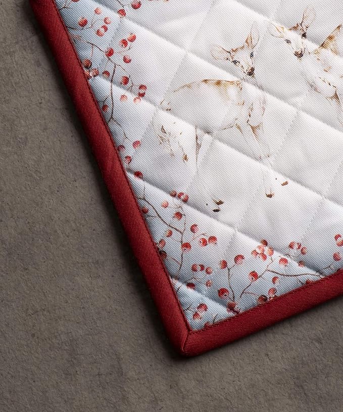 Maison d' Hermine Pot Holders Set 100% Cotton Heat Resistant Potholders 8" x 8" Hot Pads with Loop BBQ, Cooking, Baking, Grilling, Kitchen, Handling Hot Pans (Pack of 2, Fairytale Forest)