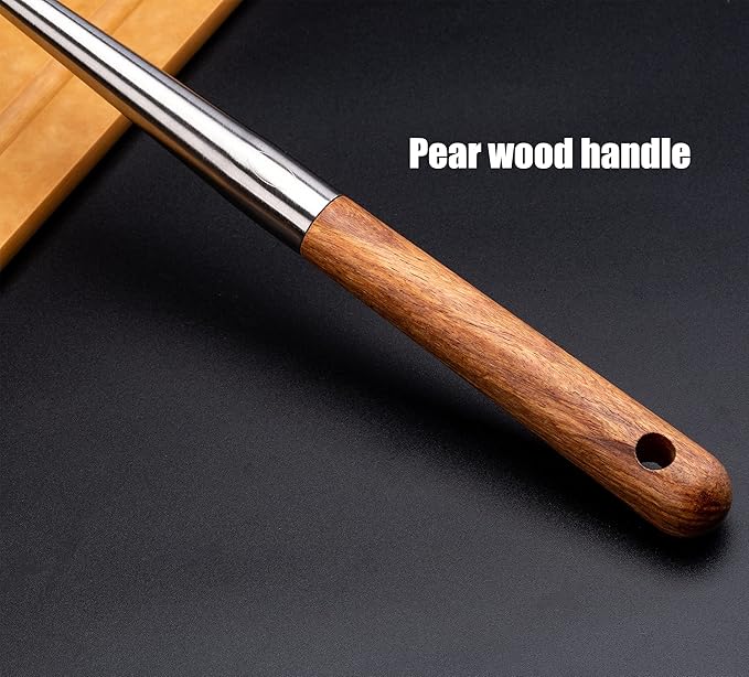 FJNATINH Solid 304 Stainless Steel Skimmer Slotted Spoon Colander Strainer Ladle for Cooking and Frying, Kitchen Utensils Wire Strainer Pasta Strainer Spoon