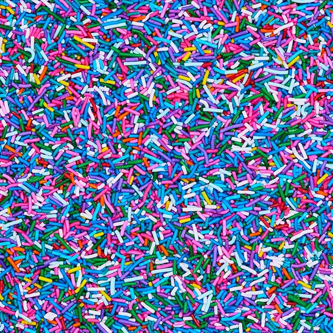 Fancy Sprinkles Deluxe Rainbow Crunchy Jimmies, Real Sugar, For Ice Cream, Cookies, Cakes, Cupcakes, Dessert Decorating, Bold, Mulit-Colored, Rainbow Sprinkles (0.5c)