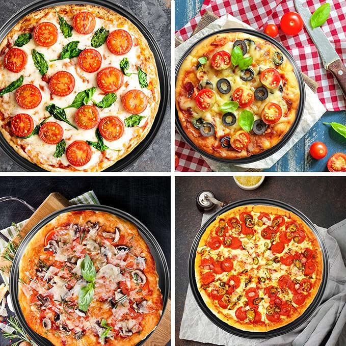 Pizza Steel Pan for Oven, Pizza Crisper Pan with Holes 12 Inch, Nonstick Round Pizza Baking Sheet Oven Tray, Perforated Carbon Steel Pizza Bakeware For Home Restaurant Kitchen Baking