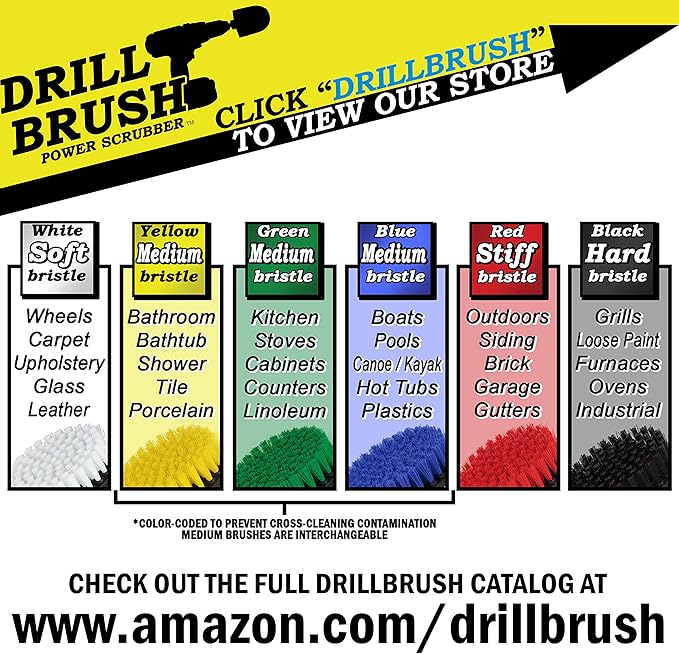 Drill Brush – Ultimate Car Wash Kit - Cleaning Supplies – Car Carpet - Truck Accessories - Wheel Brush - Motorcycle Accessories - Car Mats - Spin Brush - Interior Leather, Vinyl, Upholstery, Fabric