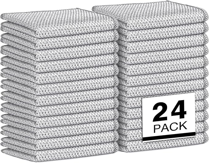 AIDEA Non Scratch Wire Dishcloth 24PK, Wire Dishwashing Rag for Wet and Dry, Washable Dish Rags No Odor, Cleaning Pads Steel Scrubber for Cookware, Sinks, Dishes, Stove Tops, 7"×8"