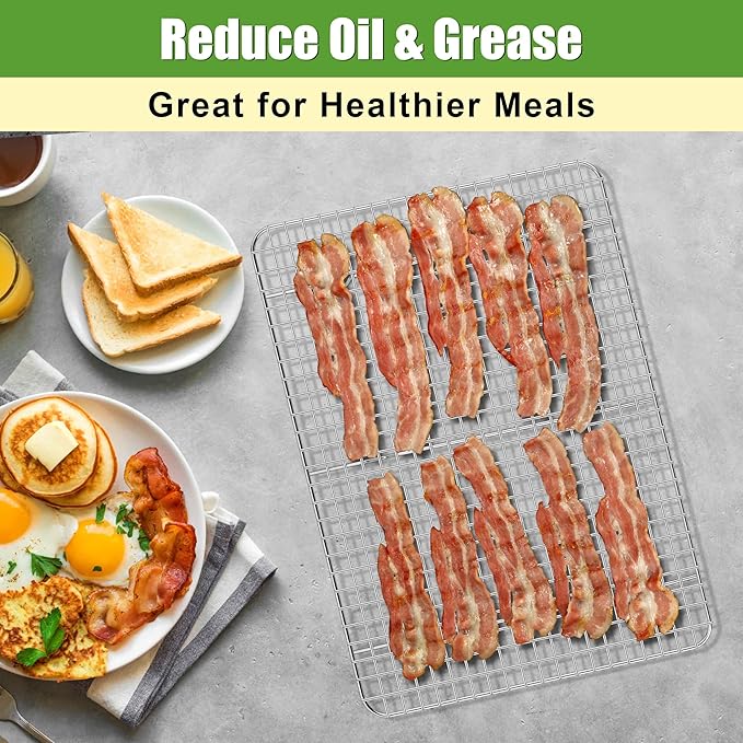 Homikit 2 Pack Cooling Racks, 15.3 x 11.3 Inch Stainless Steel Large Baking Rack Set for Roasting Grilling, Bacon Bread Pizza Cookie Oven Wire Rack Fits 16x12 Sheet Pan, Rust Free & Dishwasher Safe