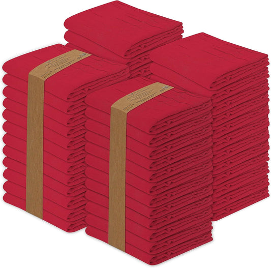 RUVANTI Flour Sack Towels 50 Pack 28x28 Inch, 100% Cotton Tea Towel, Reusable, Machine Washable, Absorbent BarTowels - Dish Cloth Perfect for Drying Dishes & Cleaning - Red