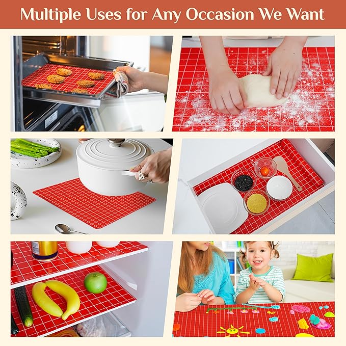 Silicone Baking Mat, 16 IN x 10 FT Free Cutting Baking Sheet,Non-Stick Reusable Dough & Pastry Mat,Non-Slip Silicone Mat Roll for Air Fryer Liner,Freeze Dryer,Oven Baking Pan,Kitchen Counter