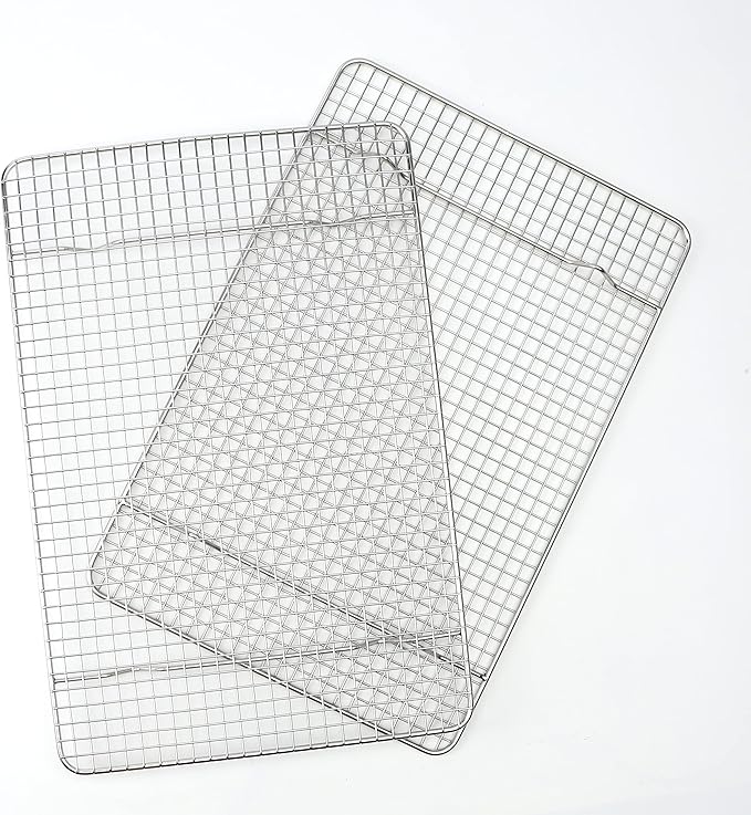 Spring Chef 10" x 15" Stainless Steel Cooling Racks for Baking - Oven Safe - Cookie Racks for Cooling Cookies - Fits Jelly Roll Pan - Perfect for Grilling, Roasting, Cooking, Drying - Set of 2