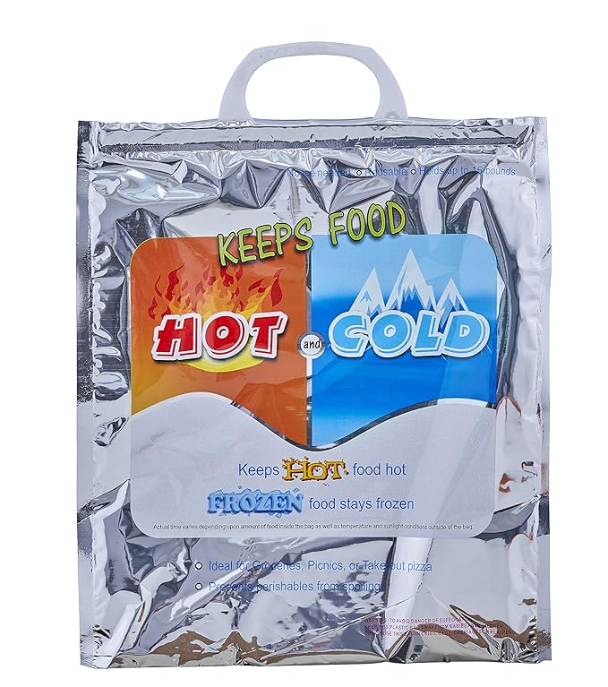 Superio Hot and Cold Insulated Bags for Food Delivery, Grocery Shopping Bags, Food Storage for Hot and Frozen Food for Travel, Disposable Cooler Bag, Reinforced Thermal Lunch Bag (1, 12"x13.5")