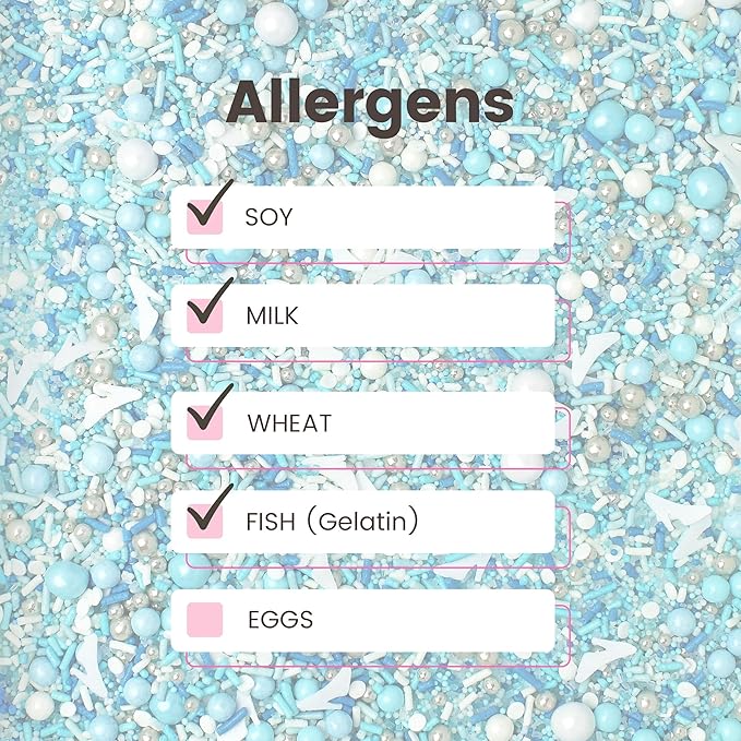 Sprinkle Pop Glass Slipper Princess Sprinkle Mix| Blue White Sprinkles with ~10 Frozen Shoe Wafer Paper and Silver Dragees| Girl Sprinkles Made in USA for Decorating Birthday Cupcakes Cake Donuts, 2oz