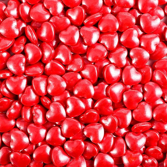 Kasvan Mixed Heart Shapes Sprinkles - Edible Candy Pearls 130g/4.58 Oz, Mix Size, Baking Cake Decorations, Ice Cream Toppings and Cookie Decorating, Wedding Party Chirstmas Supplies (Red)
