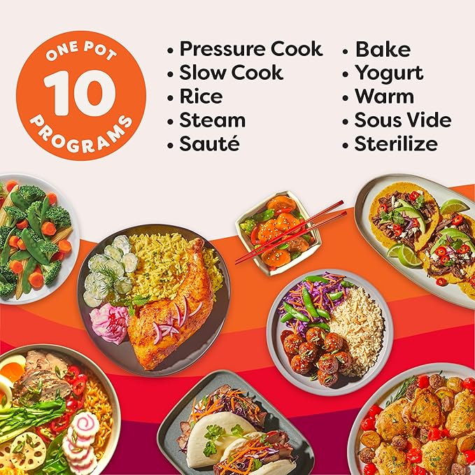 Instant Pot Pro (8 QT) 10-in-1 Pressure Cooker, Slow Cooker, Rice/Grain Cooker, Steamer, Sauté, Sous Vide, Yogurt Maker, Sterilizer, and Warmer, Includes App With Over 800 Recipes, Black