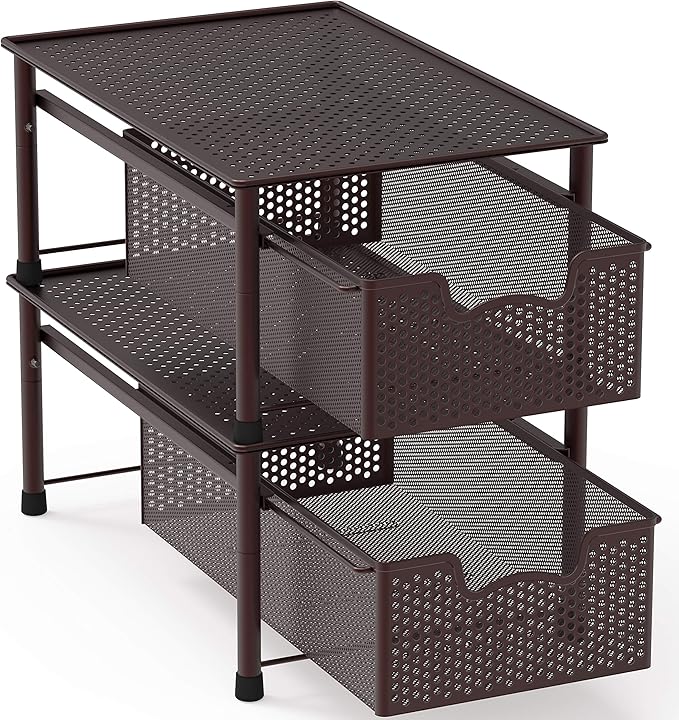 Simple Houseware Stackable Cabinet Basket Drawer Organizer, Bronze