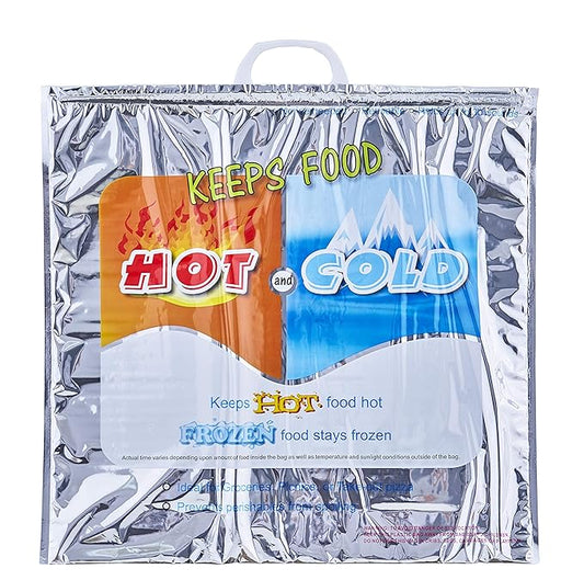 Superio Hot and Cold Insulated Bags for Food Delivery, Grocery Shopping Bags, Food Storage for Hot and Frozen Food for Travel, Disposable Cooler Bag, Reinforced Thermal Lunch Bag (1, 20"x19")