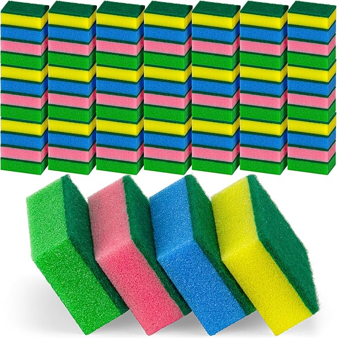 DecorRack 80 Cleaning Sponges, Heavy Duty Dish Sponges, Household Cleaning, Bathroom, Car Wash - Multicolor (Pack of 80)