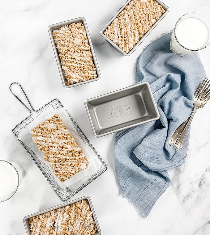 USA Pan Bakeware Nonstick Mini Loaf Pan, Set of 4, Aluminized Steel