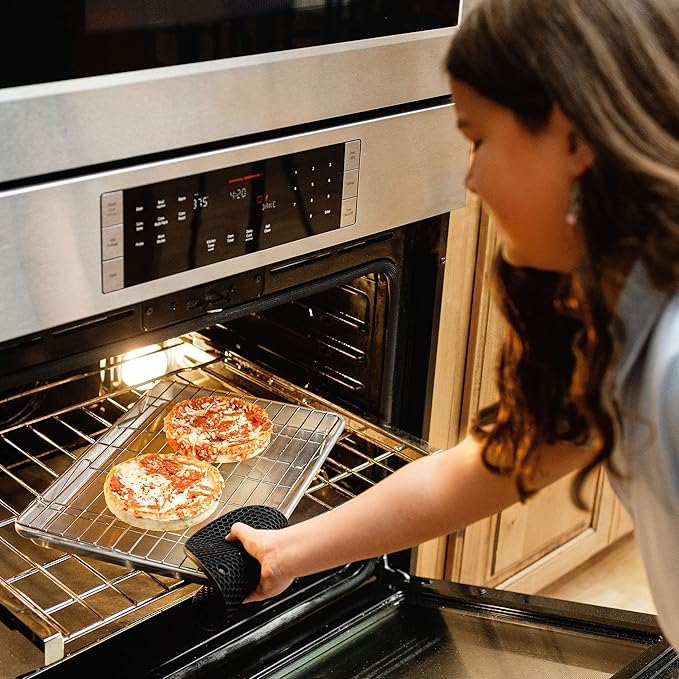 KITCHENATICS 4-Tier Stackable Cooling Racks for Baking, 100% Stainless Steel Wire Rack, Oven Safe Baking Rack, Oven Rack for Pizza, Cake, Bread, Cooling Rack for Cooking and Baking, Cookie Rack 15x10