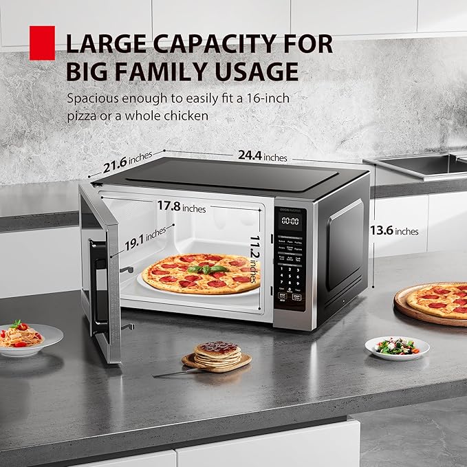 TOSHIBA ML4-EM22PAIT(SS) Countertop Microwave Oven with Sensor Cook, 6 Auto Menus, Origin Inverter, Child Lock, 2.2 Cu Ft for Large Family, 16.5 Inch Removable Turntable, 1200W, Stainless Steel