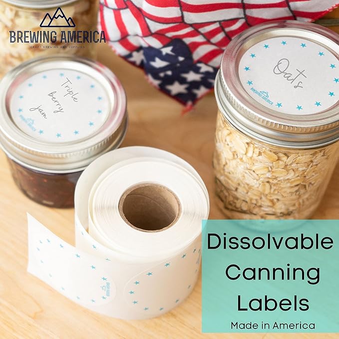 Dissolvable Food Labels for Canning, Pantry, Food Containers, and Mason Jar Food Prep Storage and Organization - Made in USA - Completely Washes Away -250 Labels - 2 Inch Round