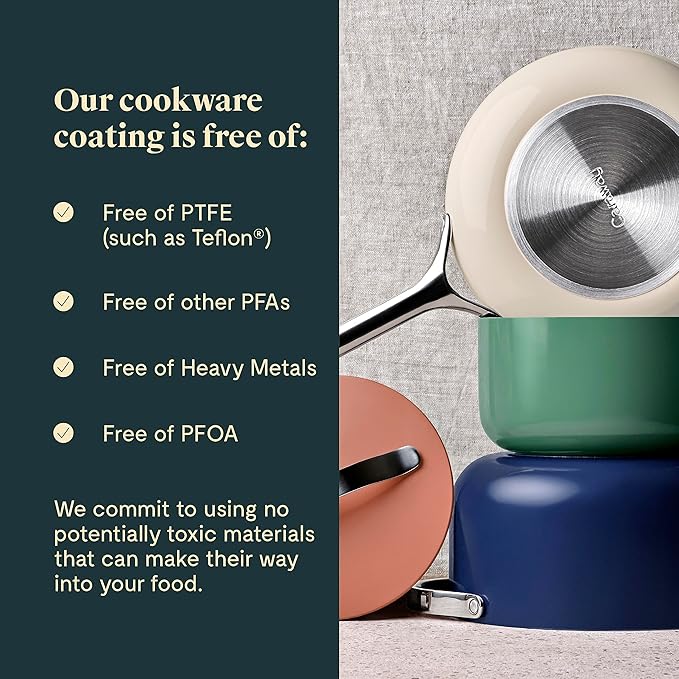 Caraway Nonstick Ceramic Frying Pan (2.7 qt, 10.5") - Non Toxic, PTFE & PFOA Free - Oven Safe & Compatible with All Stovetops (Gas, Electric & Induction) - Sage