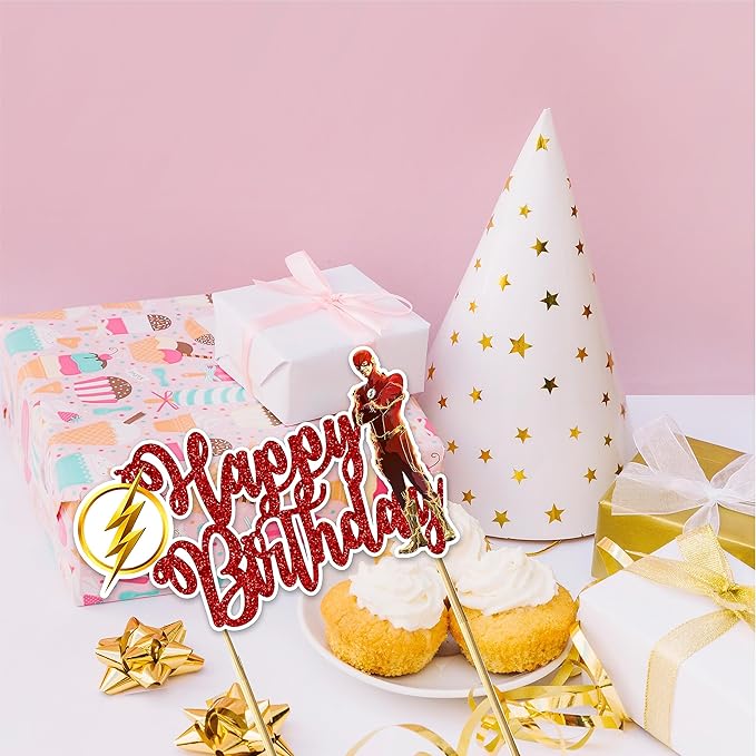 Flsh Happy Birthday Cake Topper - Birthday Decorations.