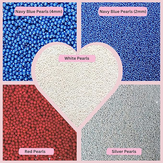 Confect Patriotic Sprinkles Mix – Red, White, Blue, Silver & Navy Pearl Dragees | 5-Pack Cake & Cupcake Decorations | 4th of July | Baking Toppers | Vegan, Gluten-Free, Nut-Free, Soy-Free, Dairy-Free, Palm Oil-Free, No Artificial Dyes - 5 Oz