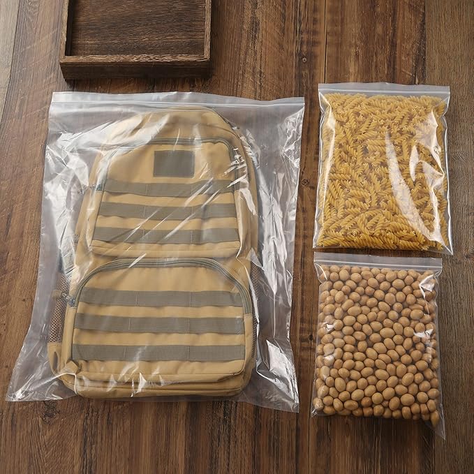 18" x 23" Large Clear Zip Storage Plasic Bags 5 Gallon Reclosable P Bags With Zipper Thick 3Mil for Product Storage, Freezer Bag-30 Count