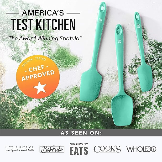 DI ORO Silicone Spatula Set - Rubber Kitchen Spatulas for Baking, Cooking, & Mixing - 600°F Heat-Resistant & BPA Free Silicone Scraper Spatulas for Nonstick Cookware - Dishwasher Safe (4pc, Mint)