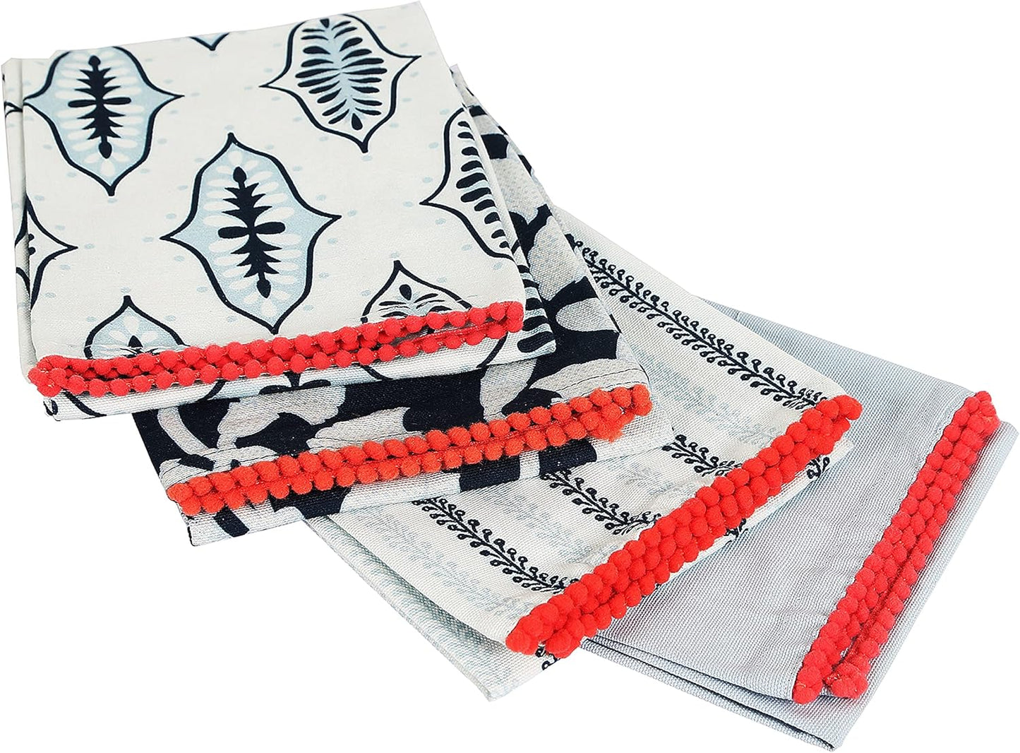 Kitchen Towels Dish Towels for Kitchen Tea Towels for Gifting Bar Towels for Kitchen Towels Hand Printed Dish Cloths - 18"x28"- Blue, Pack of 4