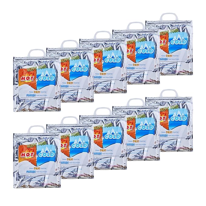 Superio Hot and Cold Insulated Bags for Food Delivery, Grocery Shopping Bags, Food Storage for Hot and Frozen Food for Travel, Disposable Cooler Bag, Reinforced Thermal Lunch Bag (10, 12"x13.5")