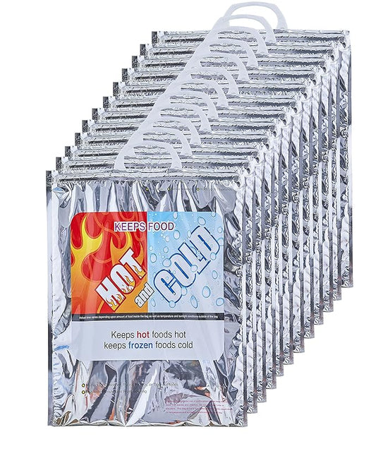 Superio Hot and Cold Insulated Bags for Food Delivery, Grocery Shopping Bags, Food Storage for Hot and Frozen Food for Travel, Disposable Cooler Bag, Reinforced Thermal Lunch Bag (12, 13.5"x17.5")