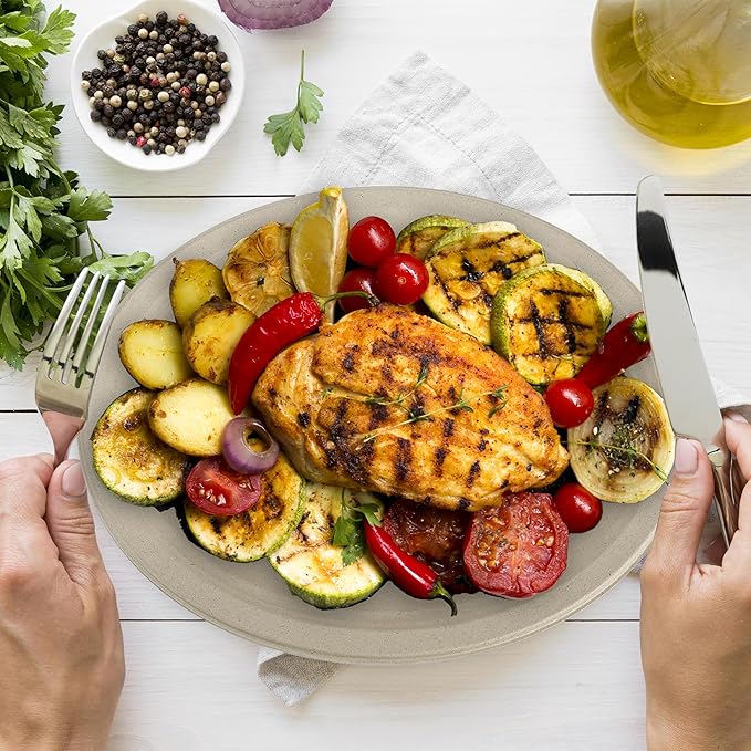 100PCS 100% Compostable Original Oval Paper Plates(12in), Heavy Duty Disposable Plates, Eco-Friendly Dinner Plates, Biodegradable Salad, Meal, Dessert Plates, Perfect for Parties, Picnic, BBQ