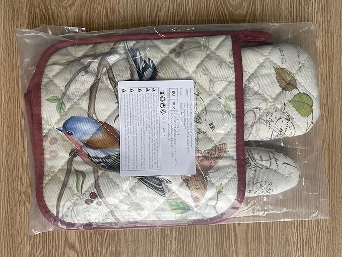 Roosters Oven Mitts and Pot Holders Sets 2Pcs, 100% Cotton Heat Resistant, Extra Long Oven Gloves Potholder for Kitchen Cooking Baking Decoration