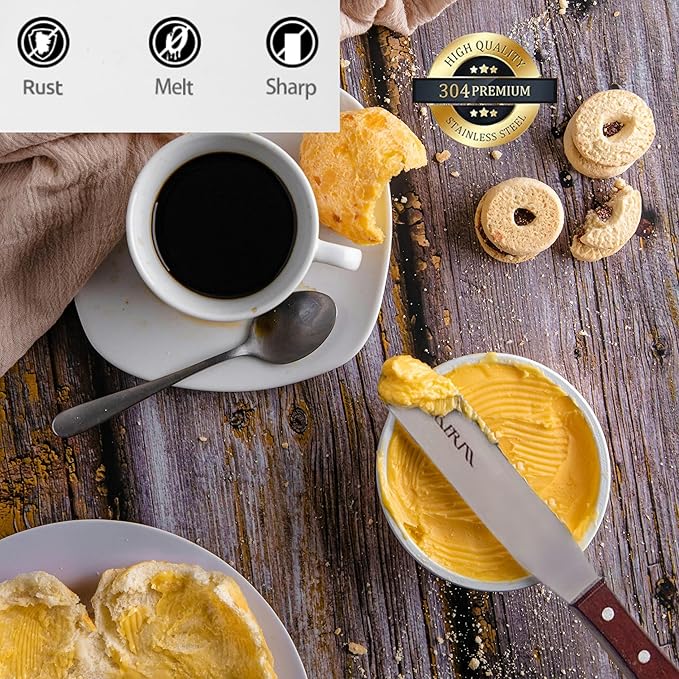 Straight Icing Spatula Stainless Steel Baking Set of 6", 8" & 10" Wooden Handle Cake Decorating Frosting Spatulas