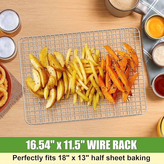 Homikit 2 Pack Cooling Racks, 16.5 x 11.5 Inch Stainless Steel Large Baking Rack Set for Cooking Roasting Grilling, Bacon Bread Pizza Oven Wire Racks Fit 18x13 Half Sheet, Heavy Duty & Dishwasher Safe