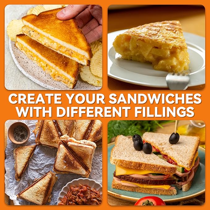 Baker’s Friend Breakfast Sandwich Maker, 4 Slices of Panini Grill Press Sandwich Maker, Electric Sandwich Maker with Indicator Light, Grill Cheese & Egg Muffin Sandwich Maker, Aqua