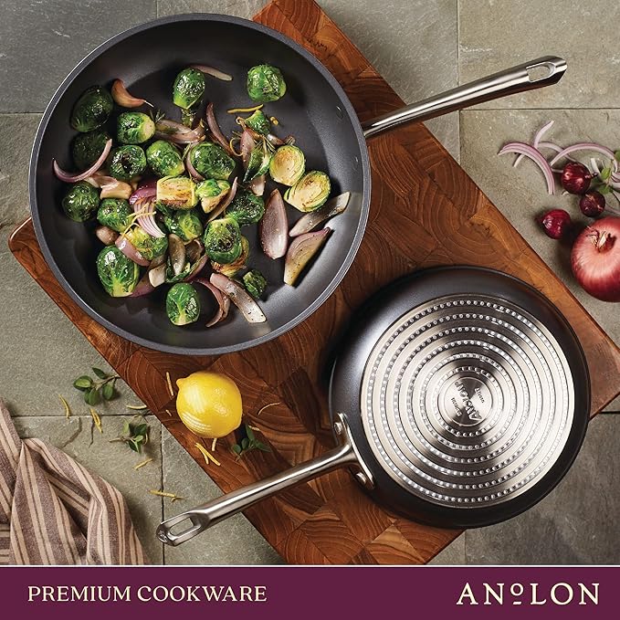 Anolon Accolade Forged Hard Anodized Nonstick Frying Pans/Skillet Set, 8 Inch and 10 Inch - Moonstone Gray