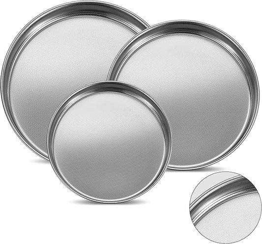 Inqibee Cake Pan Set of 3,18/8 Stainless Steel Round Cake Baking Pans,8-9.5-11 Inch,Physics Anti-Stick and Scratch,Non-Toxic and Easy Clean