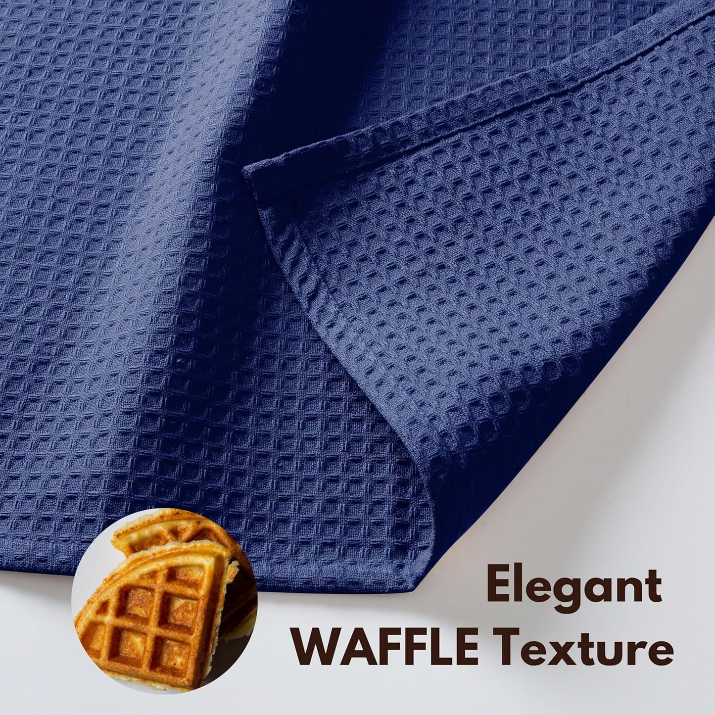Native Fab Waffle Kitchen Towels 4 Pack - Super Absorbent 100% Cotton Dish Towel for Cleaning, Drying, Cooking - Durable, Soft Kitchen Essentials for Home Use, 16x26 inches - Ink Blue