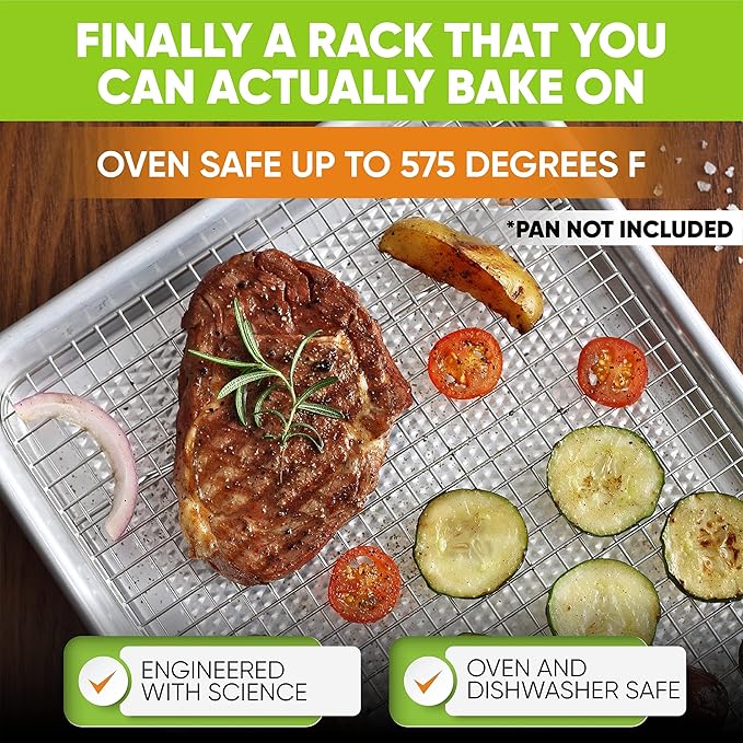 Spring Chef 10" x 15" Stainless Steel Cooling Racks for Baking - Oven Safe - Cookie Racks for Cooling Cookies - Fits Jelly Roll Pan - Perfect for Grilling, Roasting, Cooking, Drying - Set of 2