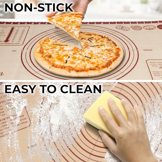 Zulay Kitchen Silicone Baking Mat Sheet - Reusable Silicone Baking Sheet - Easy & Convenient Nonstick Baking Supplies - Mats for Baking - Oven Safe - 16.5"x11.6" (Light Red)