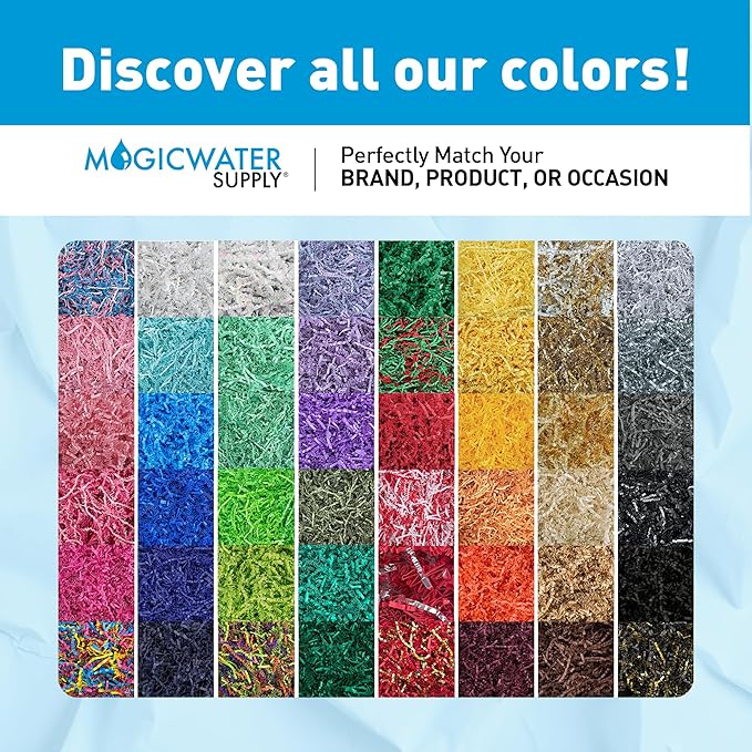 MagicWater Crinkle Cut Paper for Gift Baskets - 2LB White - Perfect for Shredded Paper Filler, Basket Filler, Gift Boxes, Bridesmaid Gifts, Halloween Stuffers & More – Ideal for All Occasions